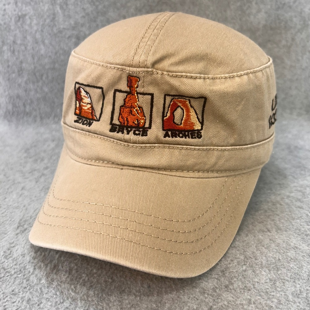 Utah National Parks Zion Bryce Arches Unisex Tan Otto Cadet‎ Hat Souvenir OSFM